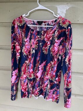 Talbots Petites 100% Merino Wool Floral Sweater – Size LP (Large Petite)